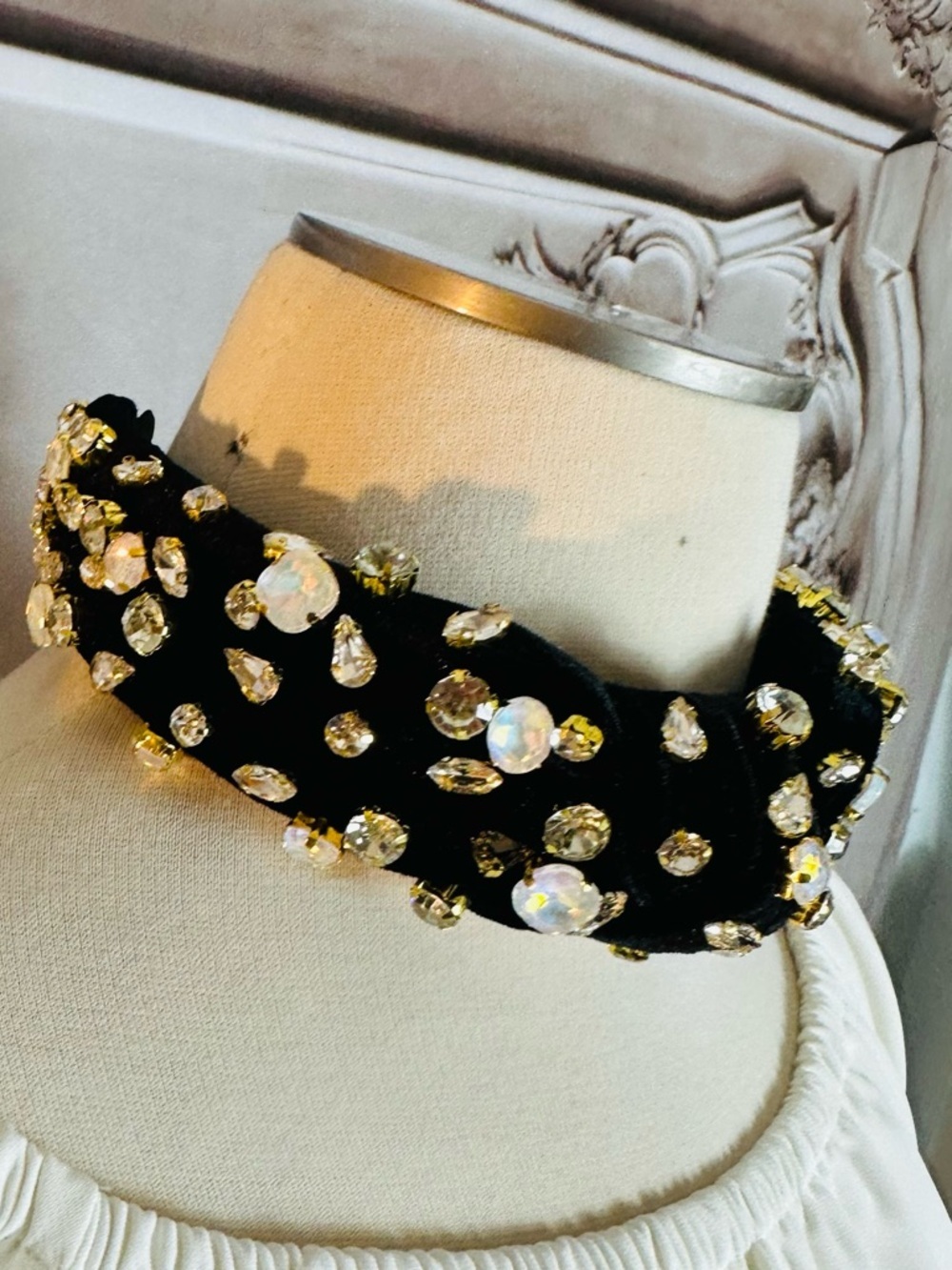 Gianni Bini Black Headband with Gold and Clear Crystal Accents - Picture 7 of 7